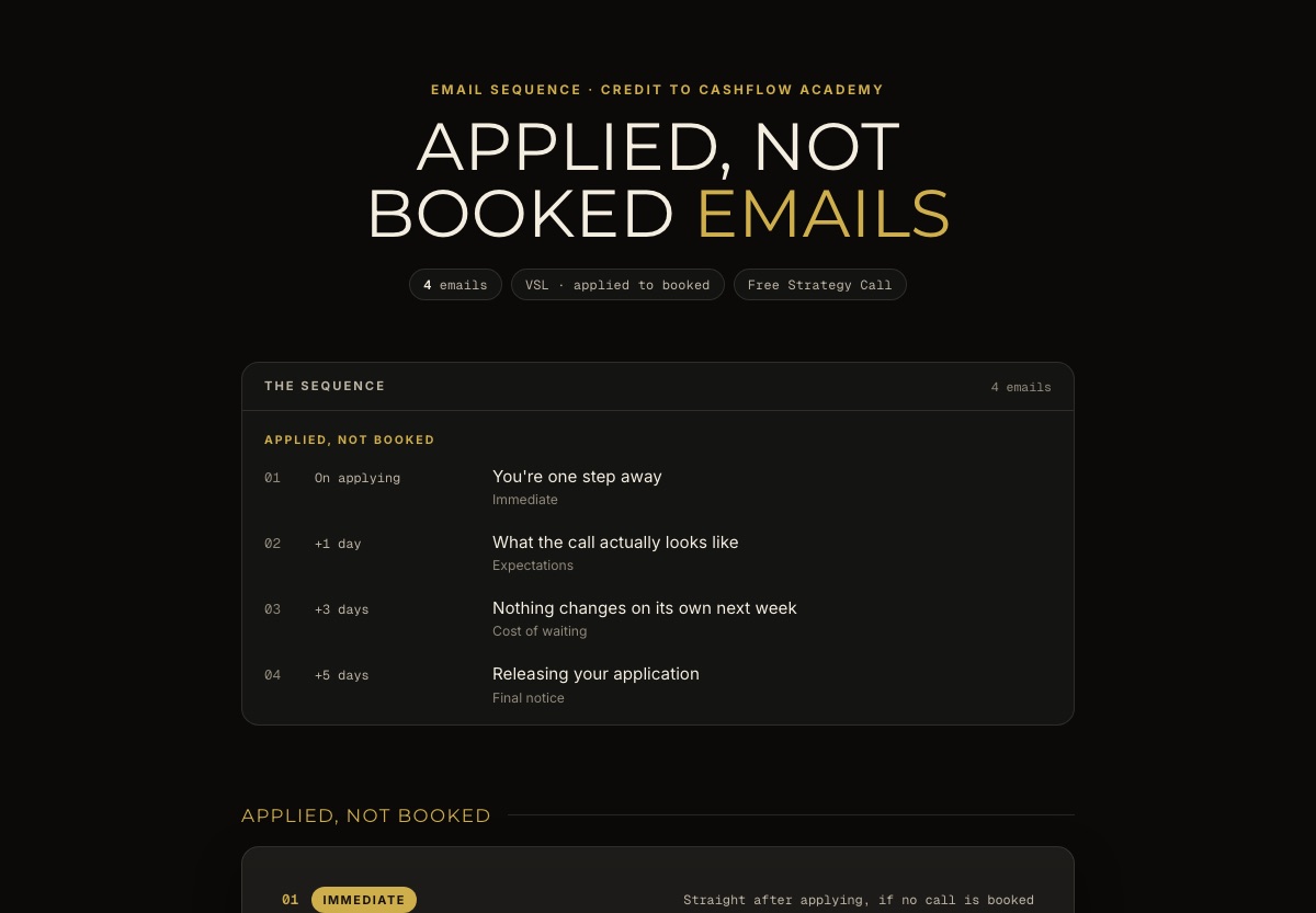 Applied, not booked preview